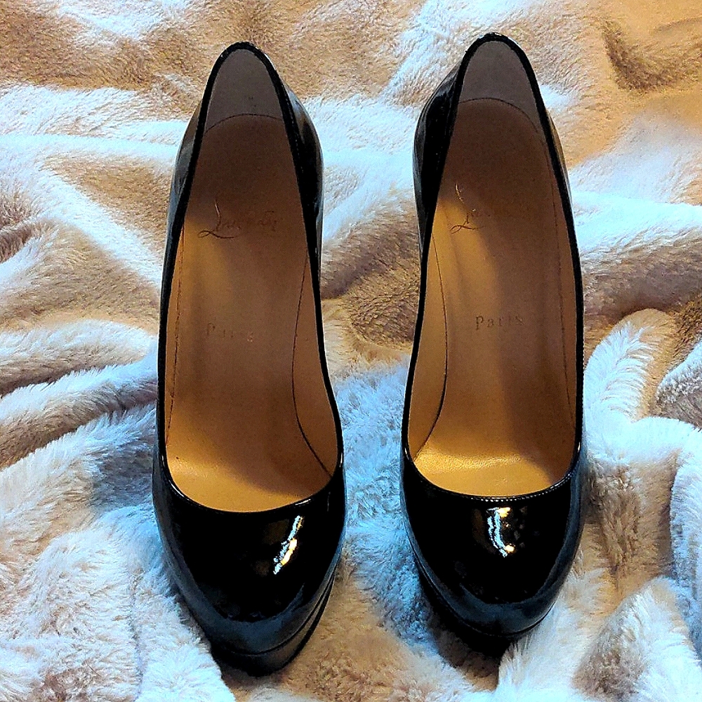 Christian Louboutin black patent Bianca heels